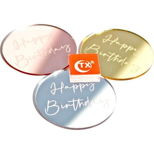 New Silver Gold Acrylic Happy Birthday Cupcake Toppers Birthday Cake Baking Decorations for Kids Birthday Party Cake Supplies