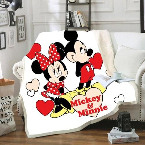 Mickey Mouse Clubhouse Mickey Minnie 3D Printed Sherpa Cartoon Blanket Thows Rug Quilt Bed Cover Bedroom Livingroom Kids Blanket