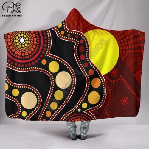 Indigenous Flag Hand Character Hooded Blanket Adult colorful child Sherpa Fleece Wearable Blanket Microfiber Bedding style-4