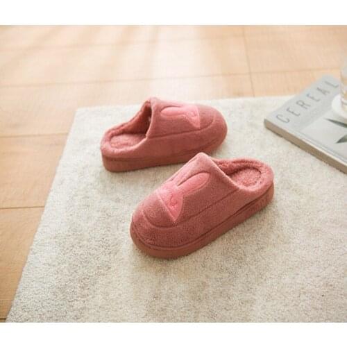 Autumn and winter couple cotton slippers female home indoor warm non-slip home thick-soled month cotton slippers