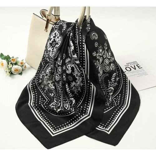Fashion Paisley Printed Hair Scarf For Women Small Shawl Silk Bandana Womens Bag Scarfs Female 70*70cm Kerchief Neck Scarves