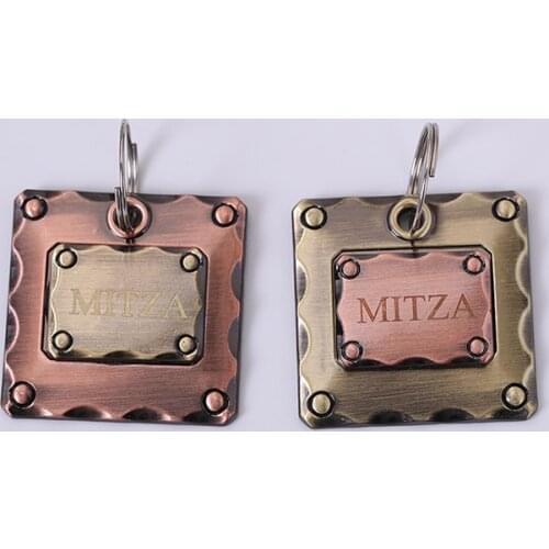 Simple retro pet dog tag keychain metal alloy pet dog tag mens key ring charm retro dog tag pendant decorative gift