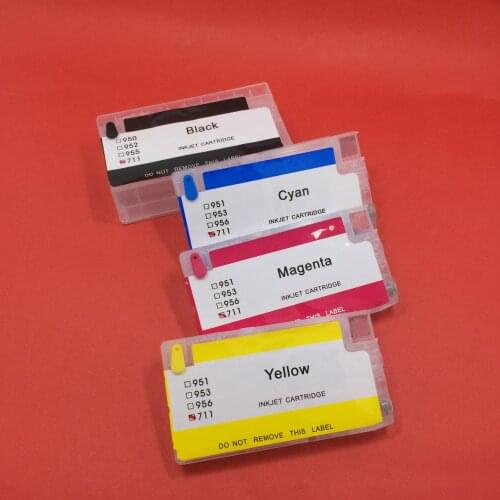 YOTAT Empty Refillable 711 ink cartridge for HP711 HP 711 XL Designjet T120 24-in ePrinter T520 24-in ePrinter (Permanent Chip)