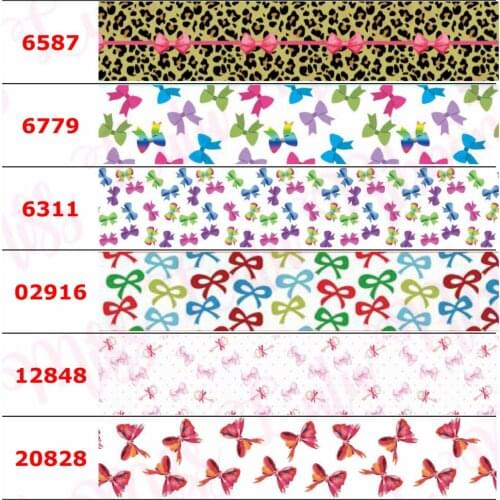 16mm-75mm Colorful Bowknot Series Cartoon Butterfly Printed Grosgrain/Elastic Ribbon Geometric DIY Gift Packing 50yards/roll