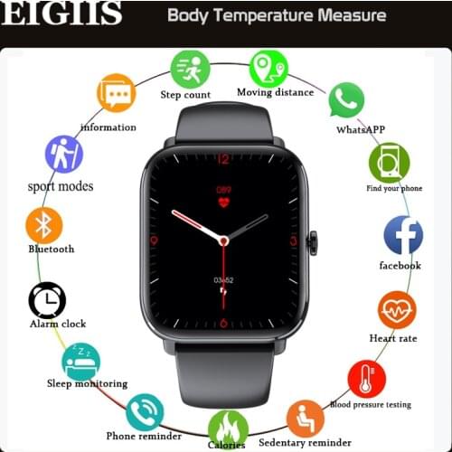 EIGIIS Smart Watch Men Body Temperature Measure 24 Sports Modes Sleep Monitor Women SmartWatch PK amazfit GTS 2 Mini for xiaomi