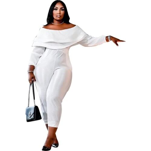 Loose Lotus Leaf High Elastic Jumpsuit Long Sleeves Solid Yellow Cross-pants Set Women Clothing Autumn Birthday Wear Wholesale