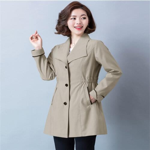 Spring Autumn Trench Coat Women Korean Fashion Loose Ladies Casual Windbreaker Coat Middle-Aged Womens Tops