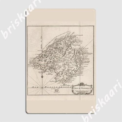 Vintage Mallorca Spain Map (1764) Metal Signs Cinema Garage Mural Custom Painting Décor Tin sign Posters