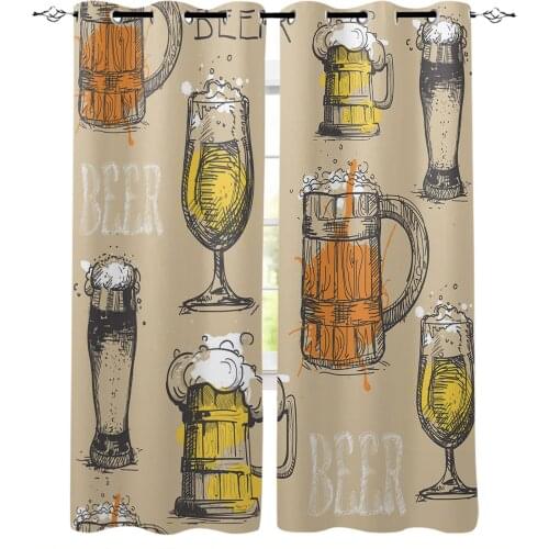 Vintage Text Beer Glasses Bedroom Modern Window Curtain for Living Room Decoration Curtains Home Textile Drapes