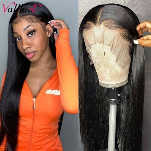Vallbest Hair Straight Human Hair Wigs 30 Inch Straight Black Lace Frontal Wig Brazilian Hair 13x4 Straight Lace Front Wig