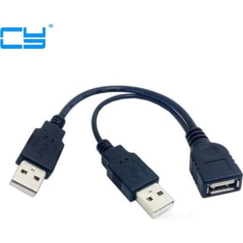 USB 2.0 Female A to Dual A Male Data Y Cable HDD Power Supply Cord for External 2.5" Hard Disk Drive