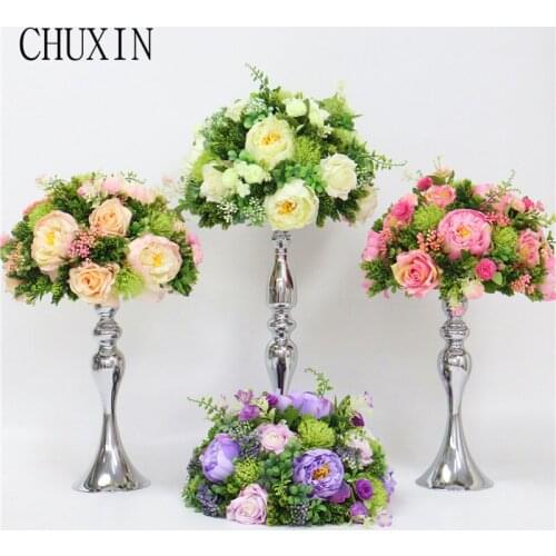Green plants leaf succulent peony flower ball 30cm home table decor Artificial flower wedding candlestick road lead decoration
