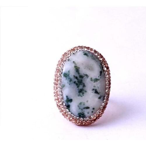 Handmade Womens 925 Silver White Agate Ring, 925 Silver Ring, Silver Handmade Ring for Women, Green Stone 925 Silver Ring