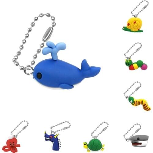 1Pcs Pvc 3D Ball Chain Lovely Animals Anime Key Chain Whale Shark Key Ring Girls Bag Pendant Fashion Charm Trinket Accessories