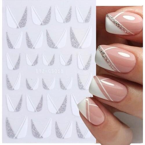 1 Pcs Delicate Nail Sliders Multifunctional Sparkles Stripe 3D Creative Colorful Transfer Decals Nail Art DIY Design Decoration