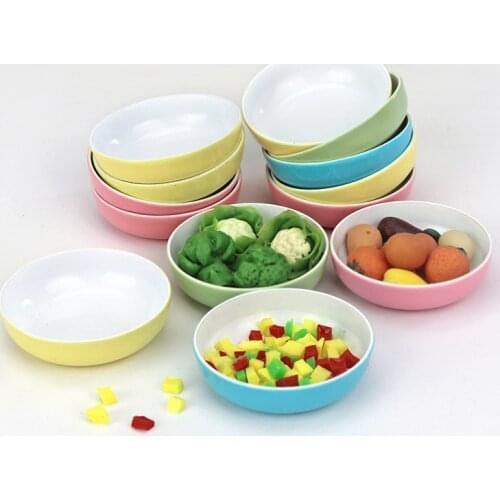 1PCS Candy Color 1/12 Dollhouse Miniature Nordic Soup Plate Doll House Mini Play Kitchen Furniture Accessories