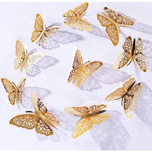 12pcs 3D Butterfly DIY Art Mirror Wall Stickers Home Decal Kids Room Party Decor Decorative Wall Stickers Manual DIY
