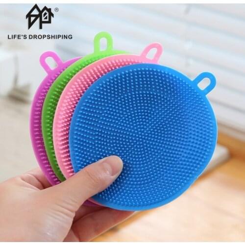 2/3/5pcs Silicone Dish Washing Brush Bowl Pot Pan Wash Cleaning Brushes Cleaner Sponge Scouring Pads Kitchen Accessories