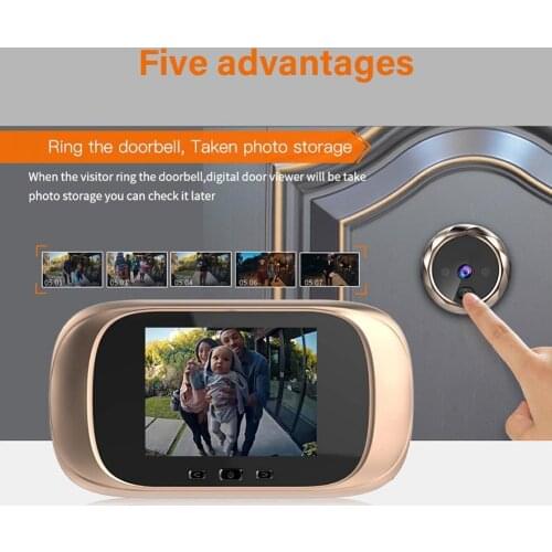 2.8 inch LCD Color Screen Digital Doorbell 90 Degree Door Eye Doorbell Electronic Peephole Door Camera Viewer Outdoor Door Bell