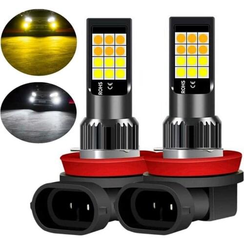 2Pcs Dual Colors H11 H8 9006 HB4 881 H27 High Quality 3030 LED Auto Fog Lamp Car Anti Fog Light