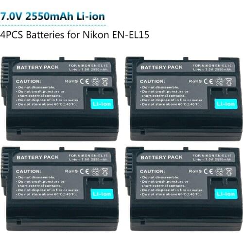 4pcs/lot EN-EL15 ENEL15 EN EL15 Rechargeable Camera Battery for Nikon DSLR D600 D610 D800 D800E D810 D7000 D7100 D7200 D810A