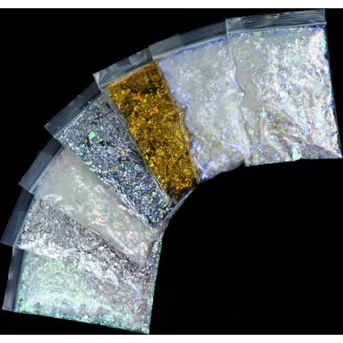 5g Nail Art Mermaid Glitter Iridescent Irregular Nail Sparkly Sequins 3D Acrylic Tips Nail Shimmer Polish Manicure Powder BZY689