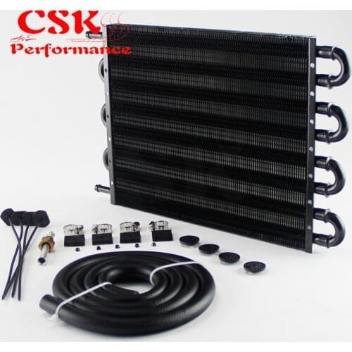 8 Row Remote Transmission Oil Cooler/Auto-Manual Radiator Converter Aluminum Universal Silver/Black