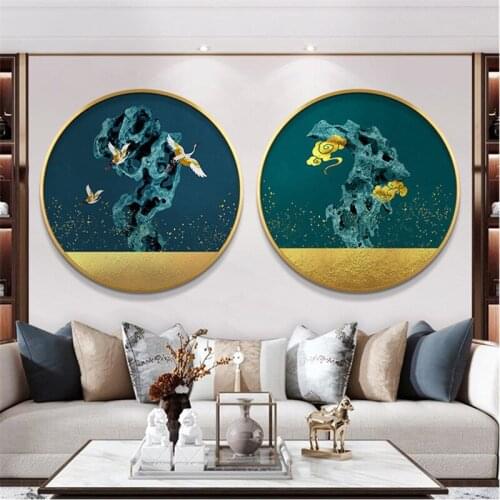 Traditional Chinese Style Zen Rock Crane Abstract Wall Art Picture Poster Print For Living Room Home Office Canvas Painting Deco