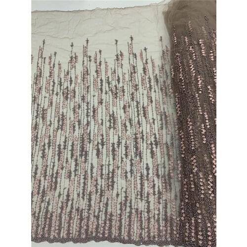 African Lace Fabric with beads High Quality Lace Embroidered Nigerian L-3186818 Lace Fabrics French Tulle Lace Fabric