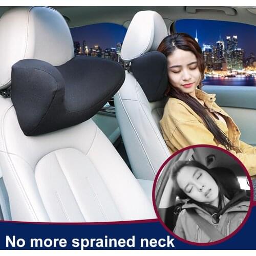 Car Headrest Neck Pillow Seat Chair Auto Memory Foam Cotton Mesh Cushion Fabric Cover Soft Head Rest Travel Office Support