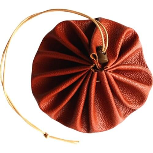 Large Leather Drawstring Utility Pouch For Camping Bushcraft Tinder Storage