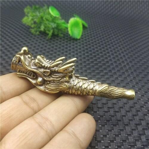 Bronze animal statue dragon head smoking pipe pure copper cigarette holder pipe Fengshui furnishing gift