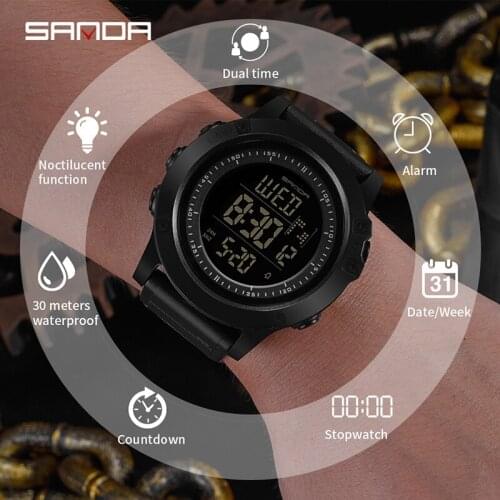 BASID Men Military Watch LED Outdoor Sport Watches Waterproof Digital Clock Wristwatch Christmas Gifts For Man Bright Backlight
