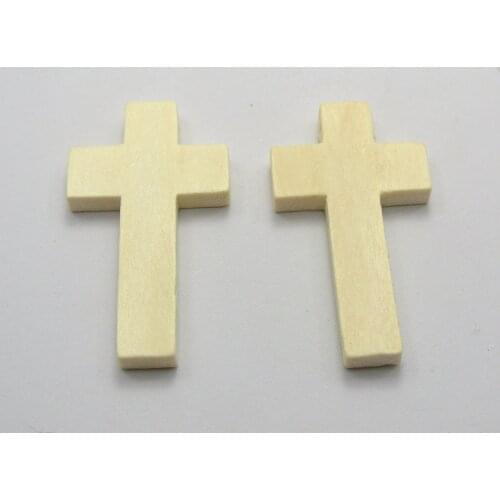 50 Natural Look Wooden Cross Beads Charm 42X24mm Wood Pendants