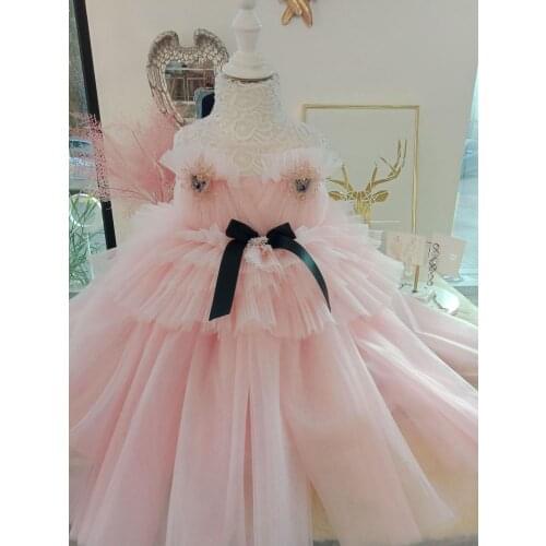 Kids Dresses For Baby Christmas Pink Tulle Newborn Baby Girls Dresses Infant 1st Birthday Party Baptism Princess Gown