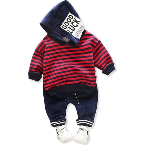 Children Clothing Sets Spring Autumn Boys Girls Casual Cotton Strips Hoodies Coats+pants 2pcs Suits For Kids Tracksuits Outfits