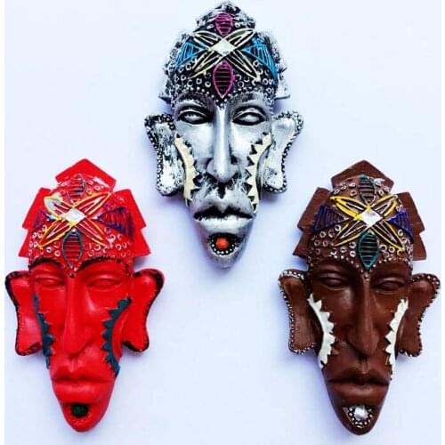 Hot Sale Indonesian Masks 3D Resin Fridge Magnets Tourism Souvenirs Refrigerator Magnetic Stickers Home Decoration