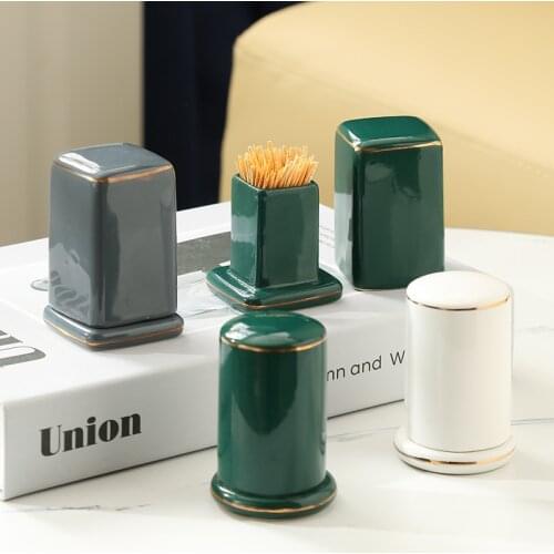 Classical Ceramic toothpicks holder Container Organizer Dispenser Gadget Home Decoration for Restaurant Kitchen