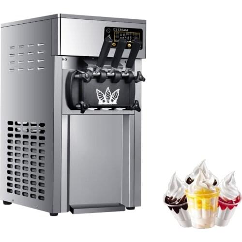 Commercial Soft Ice Cream Machine Desktop Tricolor Ice Cream Maker Machine Sweet Cone Freezing Equipment 1200W