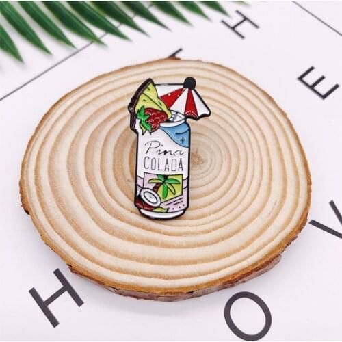 Creative Fun Summer Fruit Sunshade Drink Coconut Tree Enamel Brooch Alloy Badge Clothes Bags Pins Jewelry Gifts For Friends