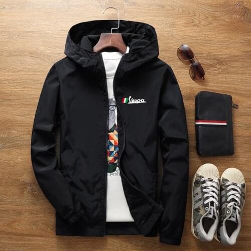 2021Summer Vespa Battery Car Logo New Mens Bomber Jacket Casual Fashion Outdoor Lightweight Zipper Shirt Track Field Sportswear