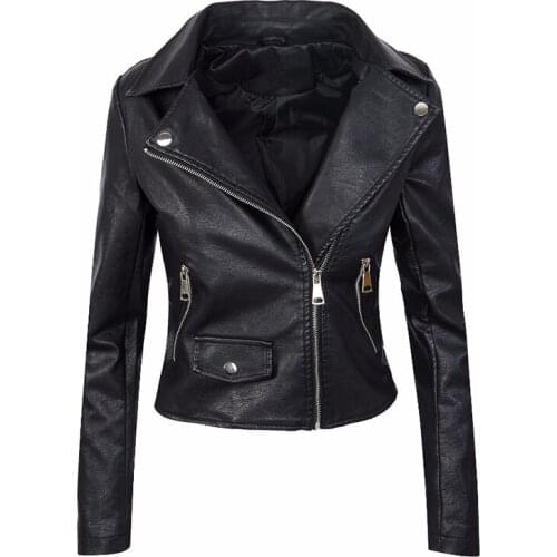 Faux Leather Jacket Women Soft PU Leather Biker Coat 4XL Short Design Slim Black Jackets Lady Turn-down Collar Outerwea
