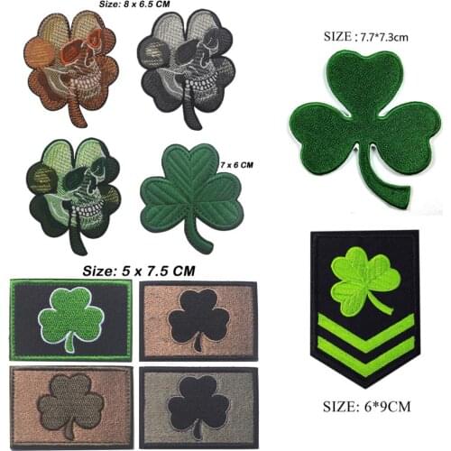 Lucky 4 leaf Irish Tactical US Army Military irish clover shamrock Biker Pirate Skull Clover Patches PATCH BADGE