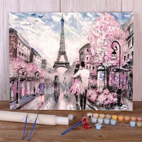 Landscape Street Coloring By Numbers Painting Complete Kit Acrylic Paints 50*70 Picture By Numbers Photo Loft Picture Art