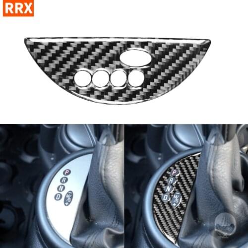 For MINI COOPER S R50 R53 2002 2003 2004 Carbon Fiber Stickers Shifter Panel Interior Gear Box Shift Button Car Accessories