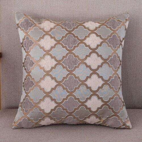 Luxury Chenille Flocking Cushion Cover Grey Beige Geometric Leaves Home Decorative Pillow Cover 45x45cm /30x45cm Pillow Case