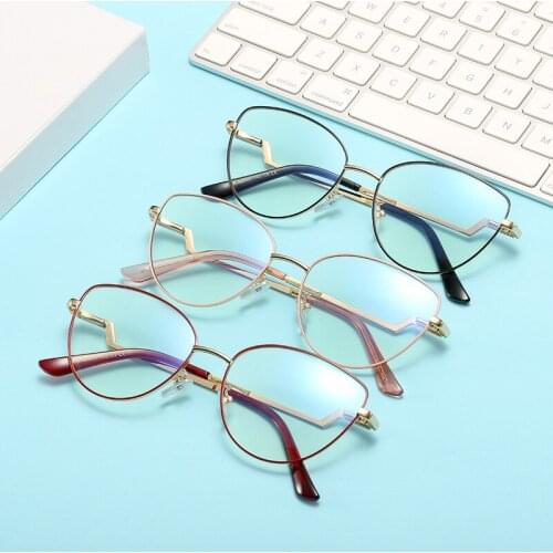 Transparent Glasses Women blue light blocking glasses Myopia Eyeglasses Frames Metal Spectacles Clear Lenses Womens Glasses FML