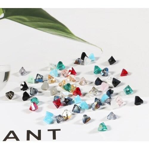 Wholesale 50Pcs 5x6mm Shining Triangle Glass Beads Colors Loose Beads For DIY Jewelry Making Bracelet Accessories