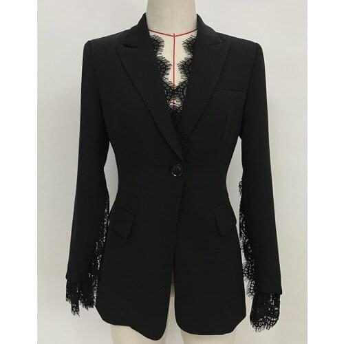 High Quality Star New Ladies Coat Split Sleeve Lace Trim Buckle Slim Small Suit O32 For Fall / Winter 2021