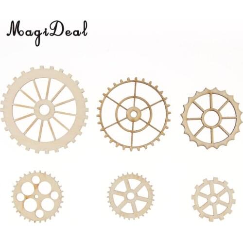 MagiDeal 72pcs Blank Gear Wheel Cutout Wooden Chips Slices Pieces Gift Tags Lables Home Decor Scrapbooking Embellishment Craft